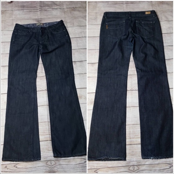 EUC PAIGE Benedict Canyon, Dark Wash, Mid-Rise, Boot Cut Jeans - Picture 3 of 9